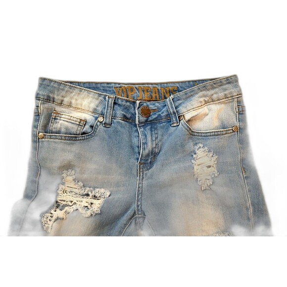 VIP Jeans Skinny Light Wash Distressed Ripped - Picture 3 of 9